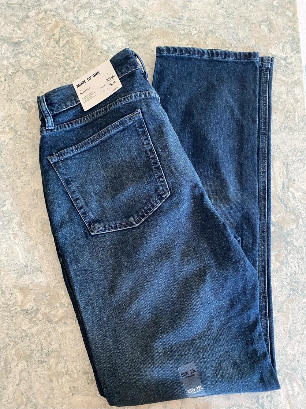 Mode Of One Men’s Dark Blue Slim Fit Jeans 33W32L